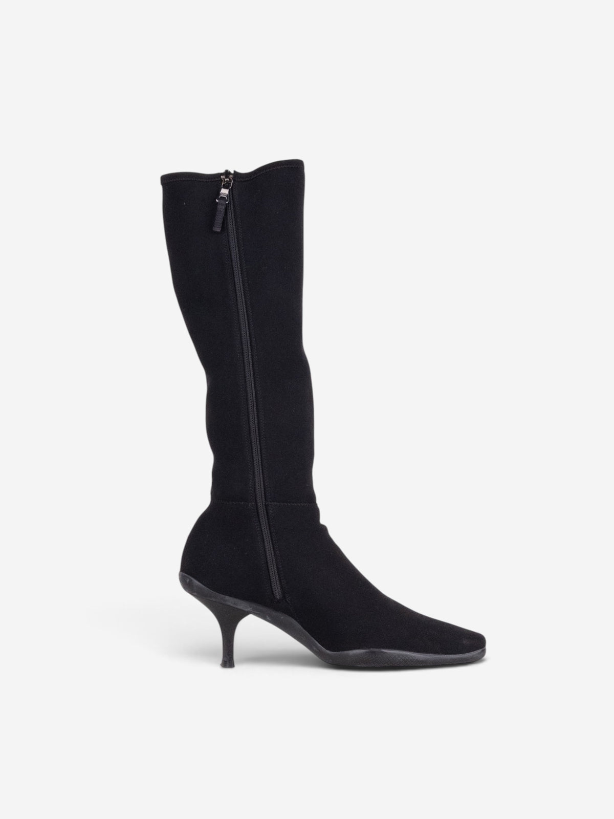 Prada 2000s Knee High Neoprene Kitten Heel Boots – side view
