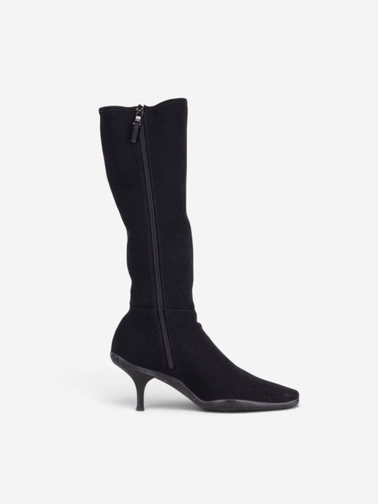 Prada 2000s Knee High Neoprene Kitten Heel Boots – side view