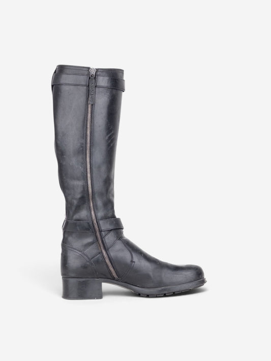 Prada 2000s Knee High Double-Buckle Riding Boots – side view