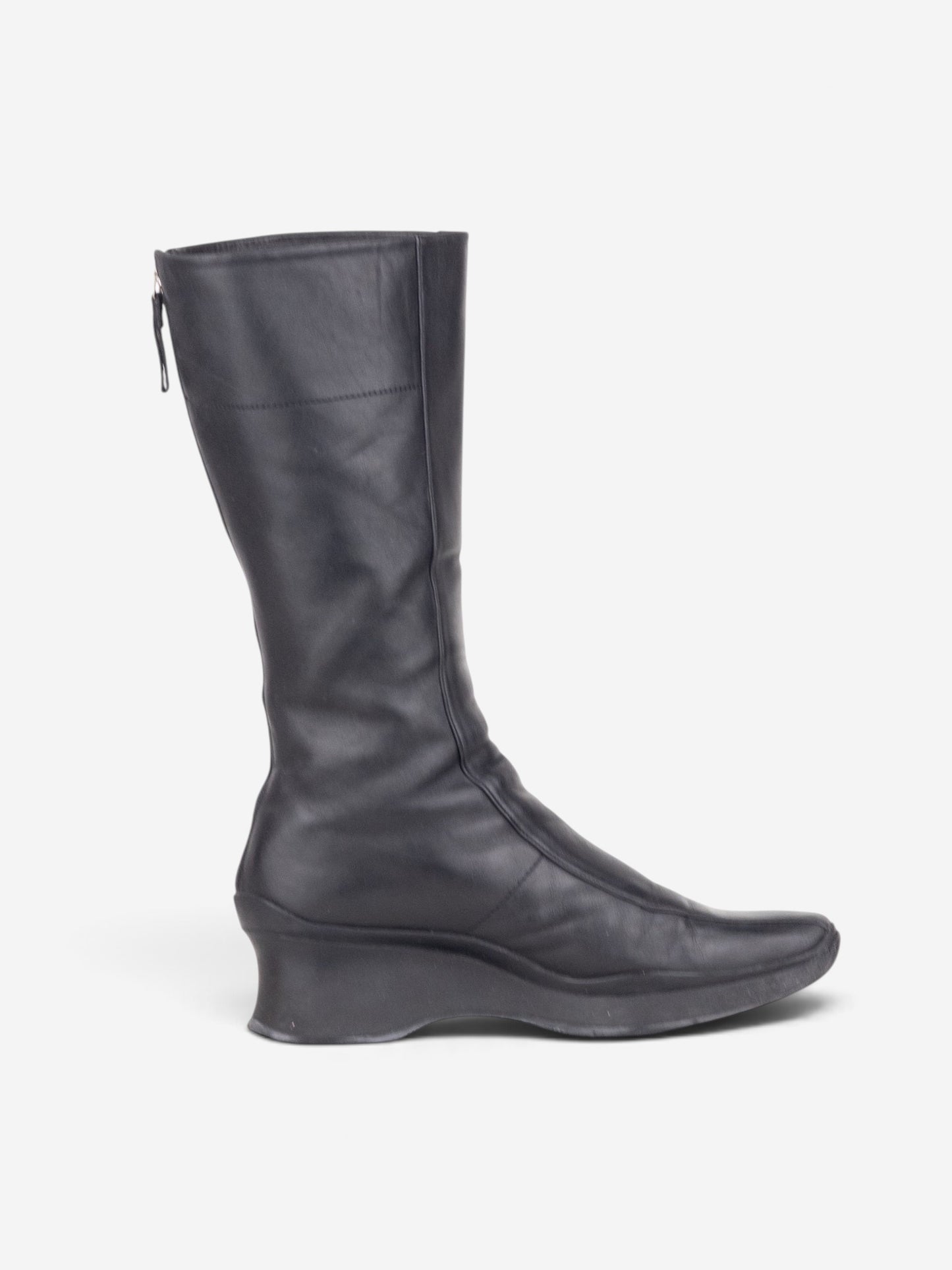 Prada 2000s Knee High Sculptural Platform Wedge Boots – side view
