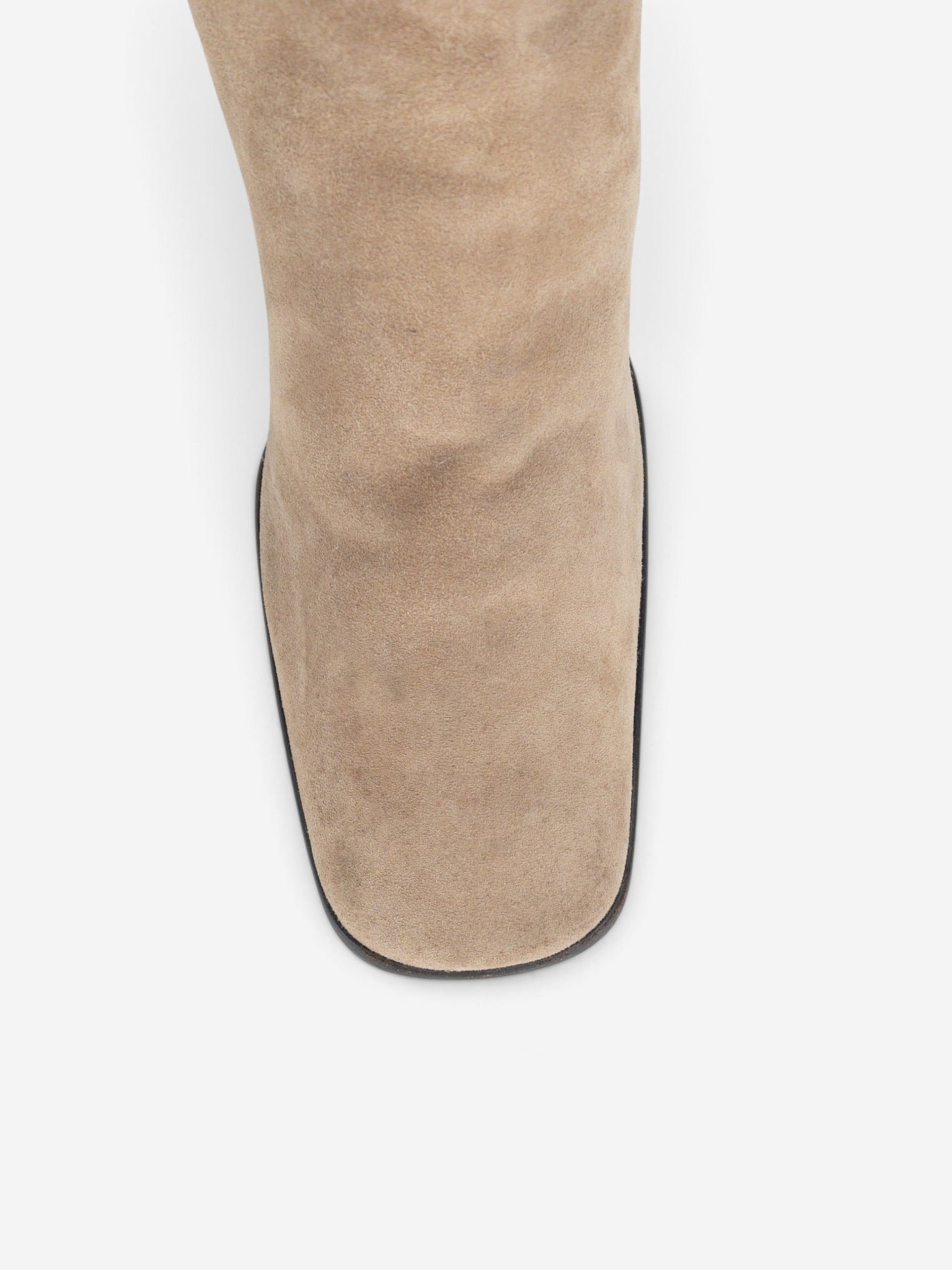 Prada 2000s Knee High Suede Sculptural Heel Boots – detail view