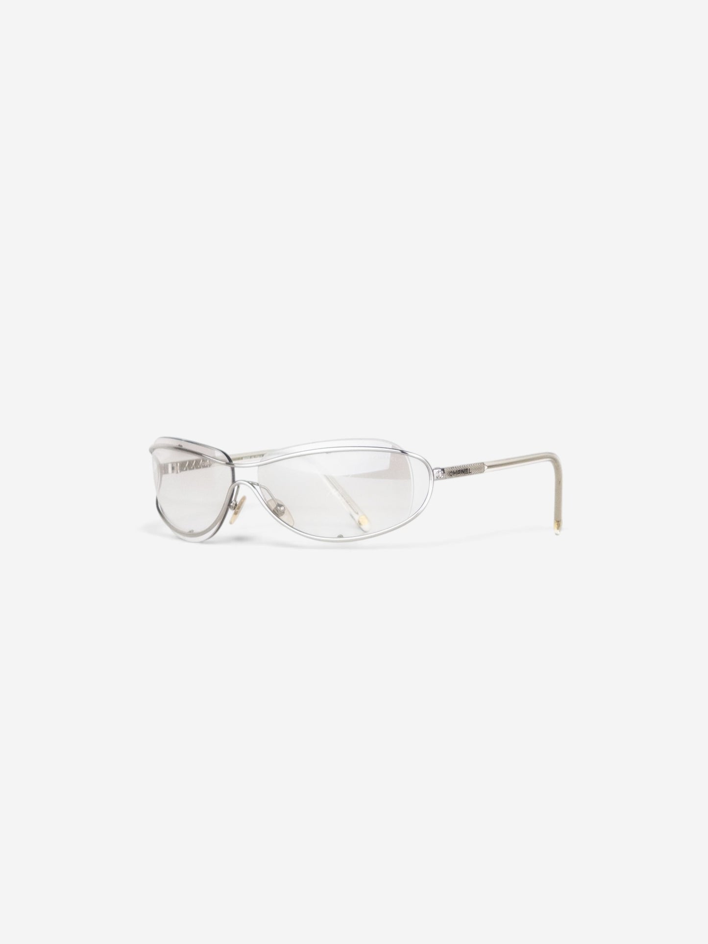 Chanel by Karl Lagerfeld 2000s '4027' Rimless Sports Goggle Sunglasses – angled view