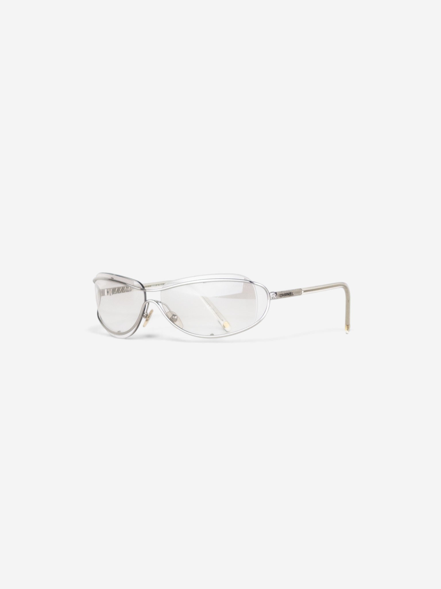 Chanel by Karl Lagerfeld 2000s '4027' Rimless Sports Goggle Sunglasses – angled view
