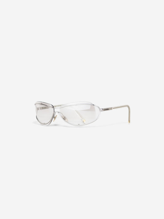 Chanel by Karl Lagerfeld 2000s '4027' Rimless Sports Goggle Sunglasses – angled view