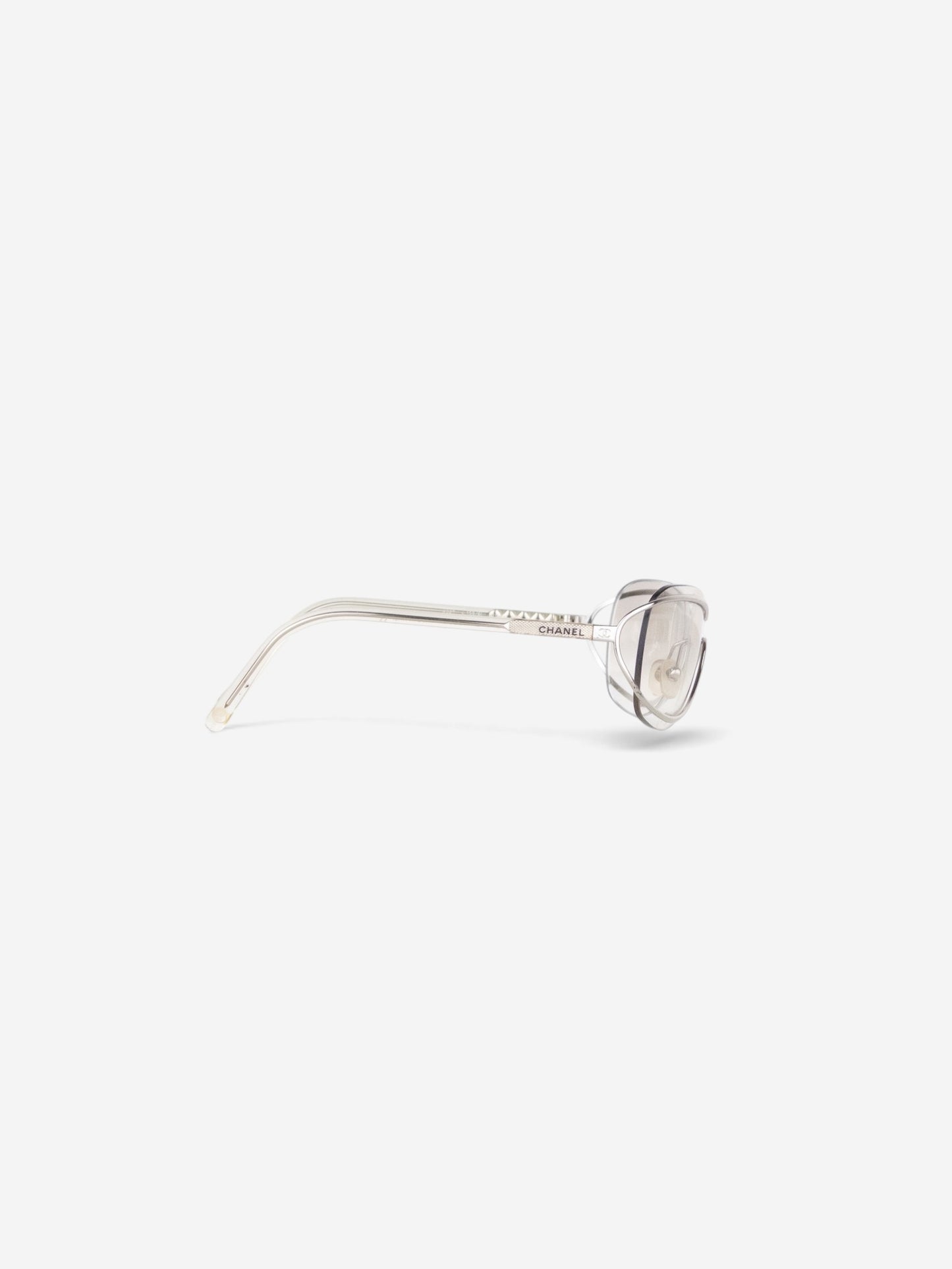 Chanel by Karl Lagerfeld 2000s '4027' Rimless Sports Goggle Sunglasses – side view from the other side