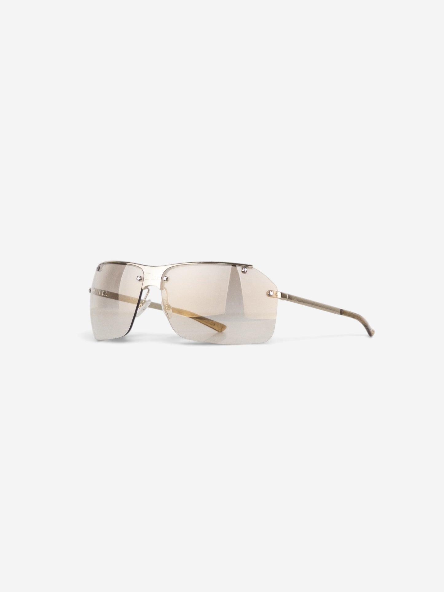 Dior by Galliano 2000s 'Hit 1' Rimless Swarovski Rhinestone Sunglasses – angled view