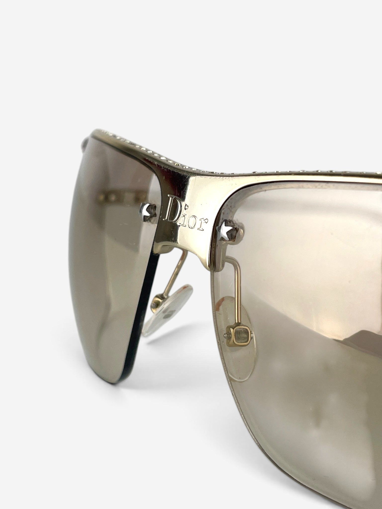 Dior by Galliano 2000s 'Hit 1' Rimless Swarovski Rhinestone Sunglasses – logo and star screw detail