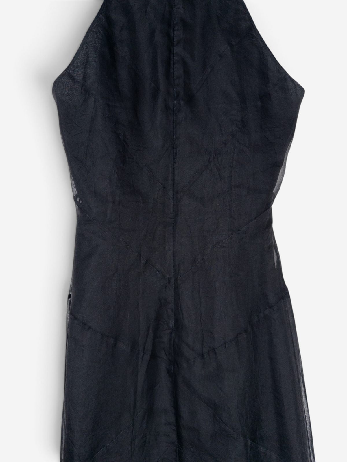 Roberto Cavalli 2000s Summer Tule Wrinkle Ruffle Maxi Dress – back detail