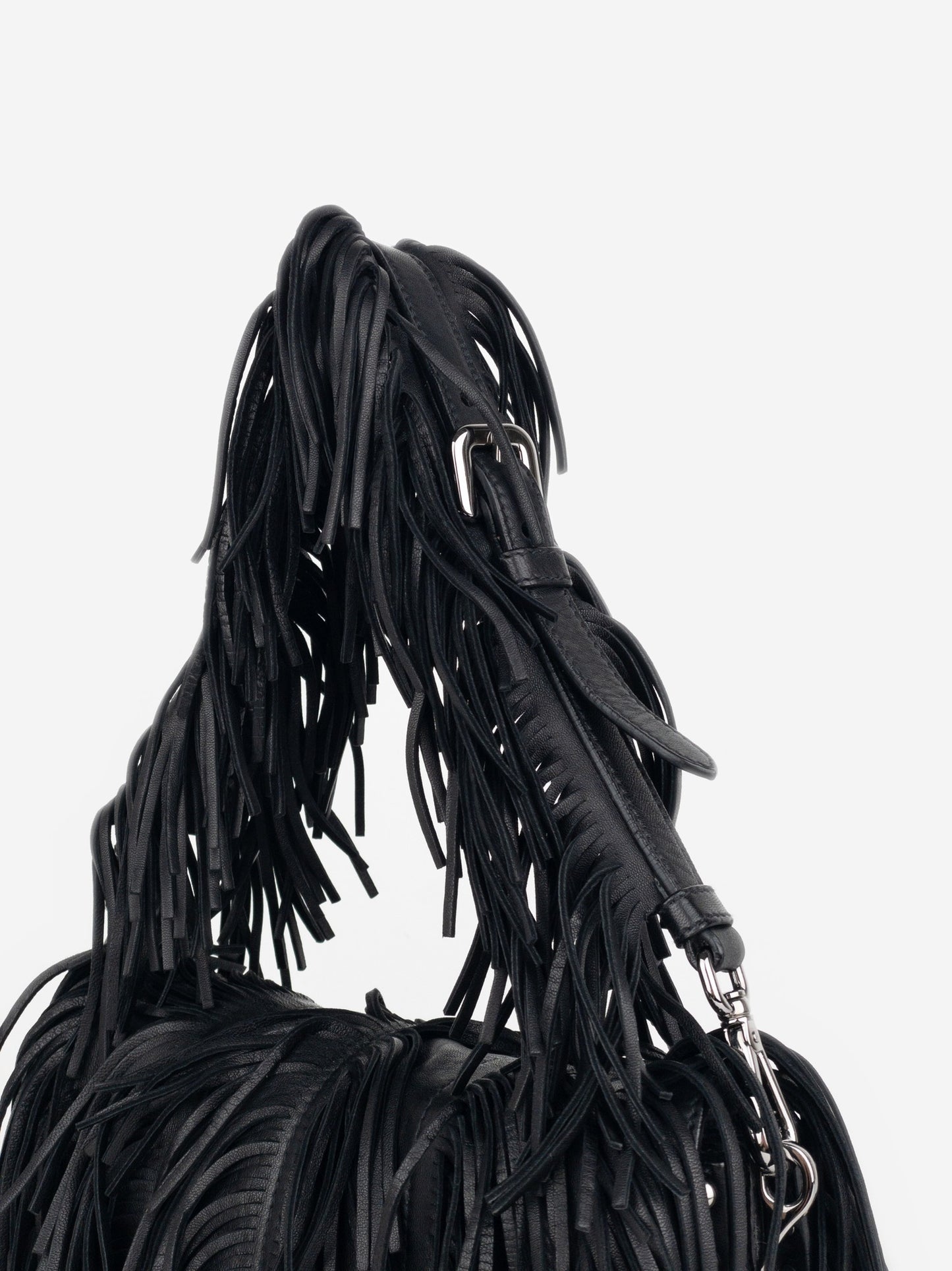 Prada SS07 Two-Tone Leather Fringe Hobo Shoulder Bag