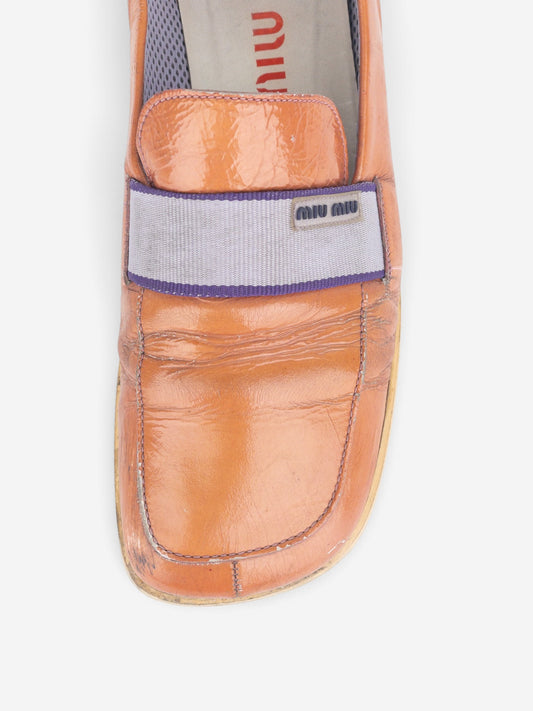 Miu Miu 2000s Square Toe Sports Penny Loafers – detail view