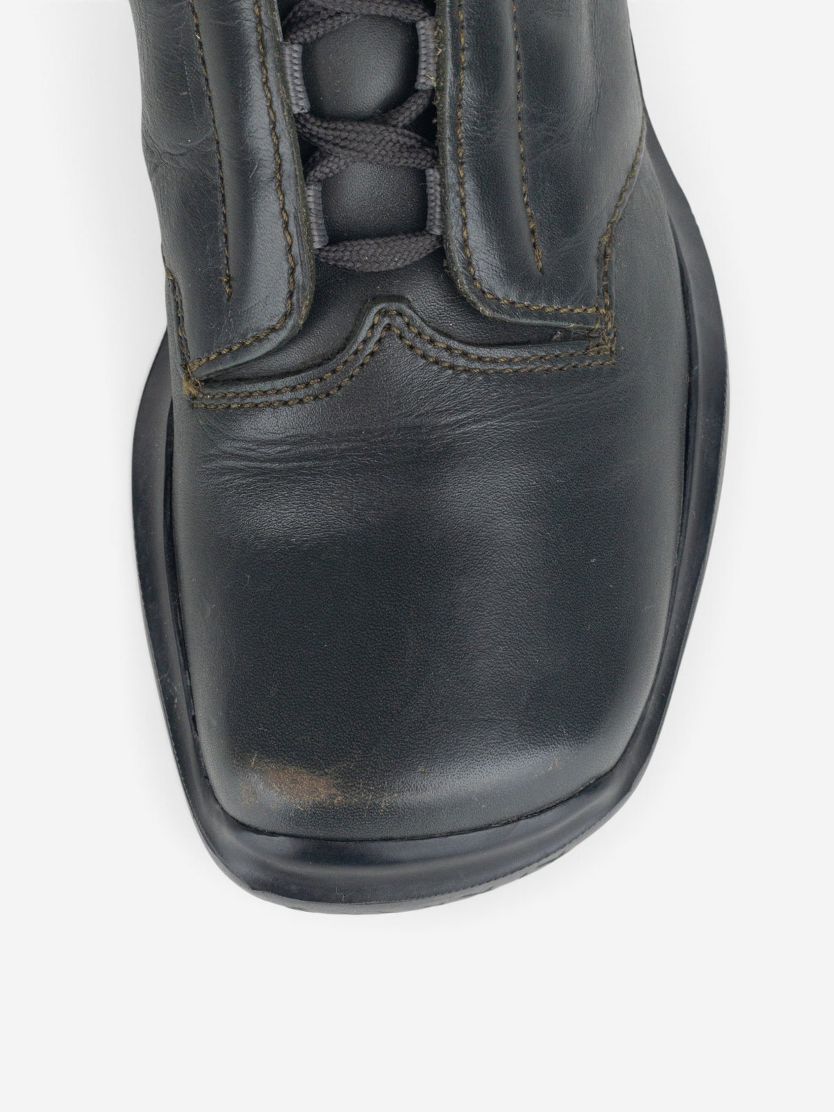Prada AW99 Square Toe Vibram Combat Boots – detail view