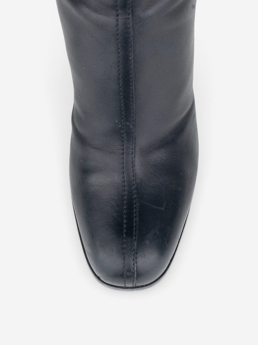 Prada 2000s Knee High Nylon Sidestripe Heel Boots – detail view