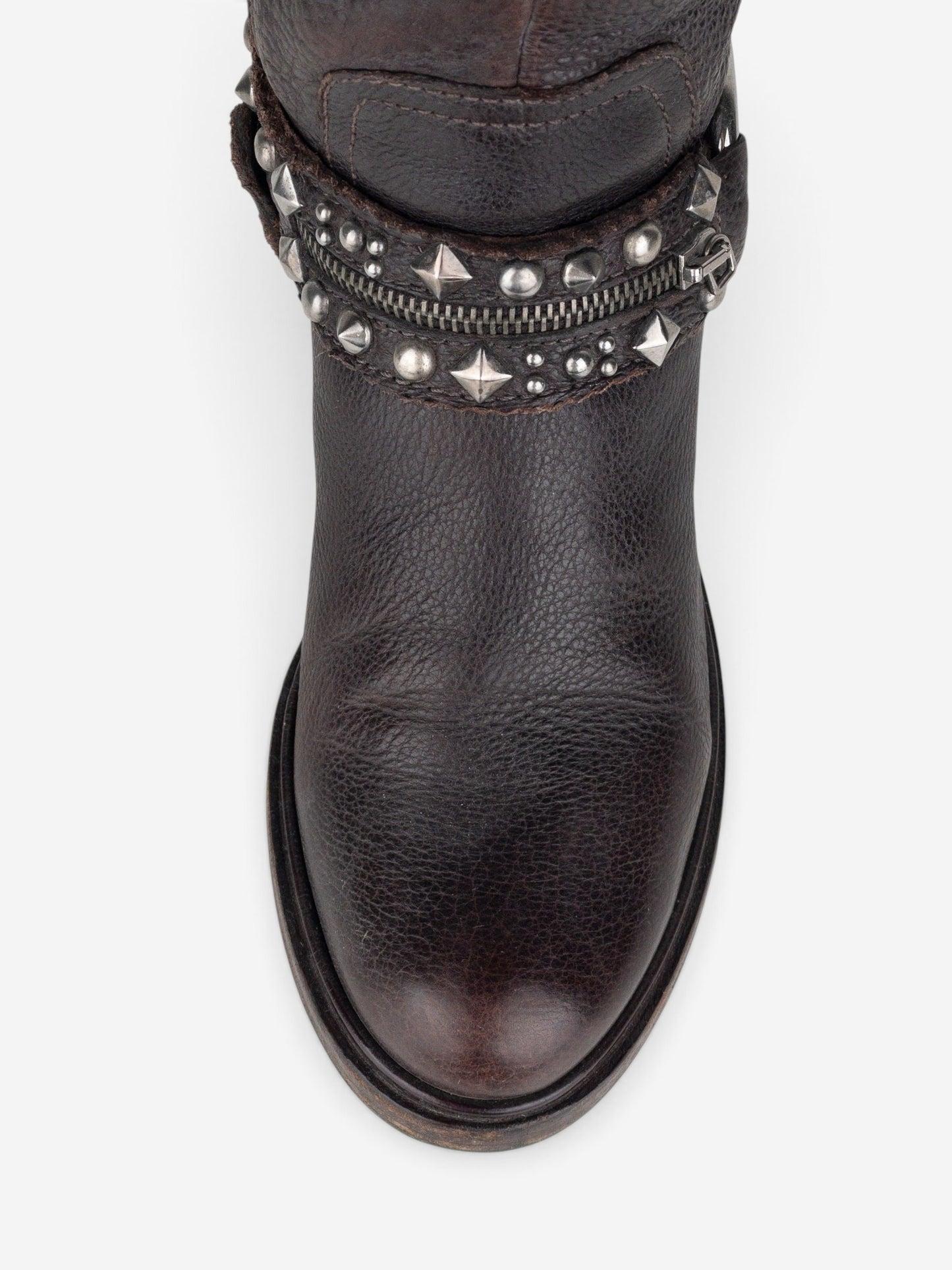 Miu Miu 2000s Knee-High Studded Harness Biker Riding Boots – detail view