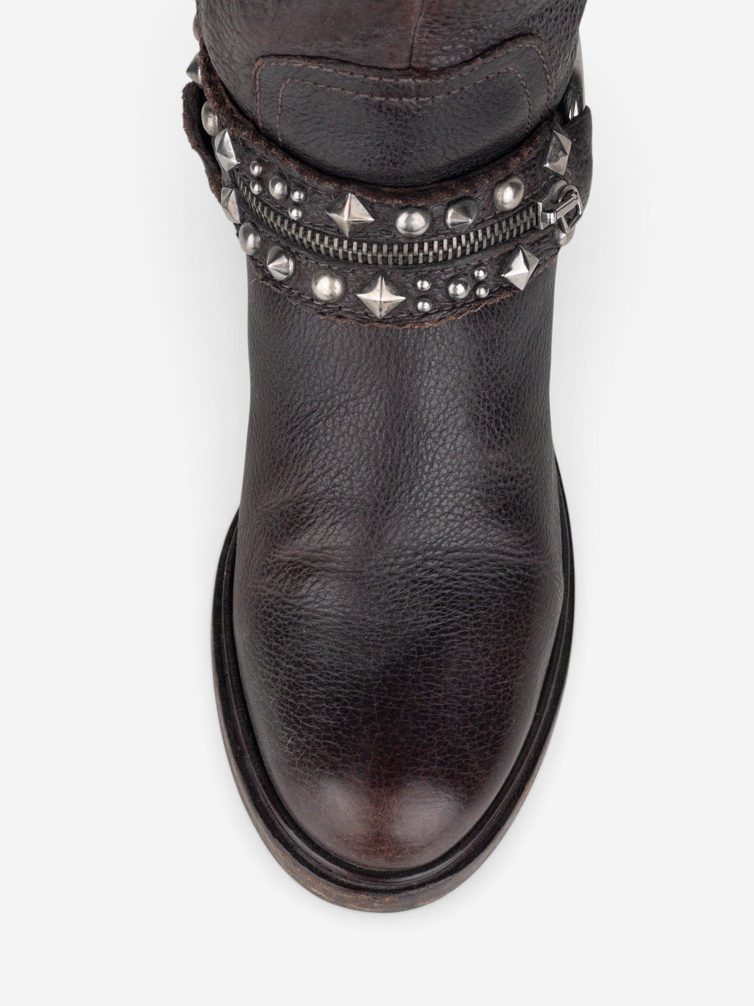 Miu Miu 2000s Knee-High Studded Harness Biker Riding Boots – detail view
