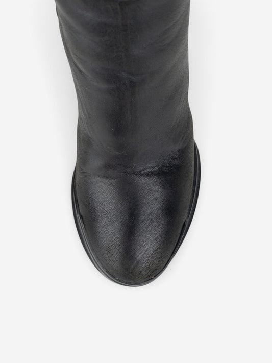 Prada AW14 Knee-High Biker Moto Wedge Boots – detail view