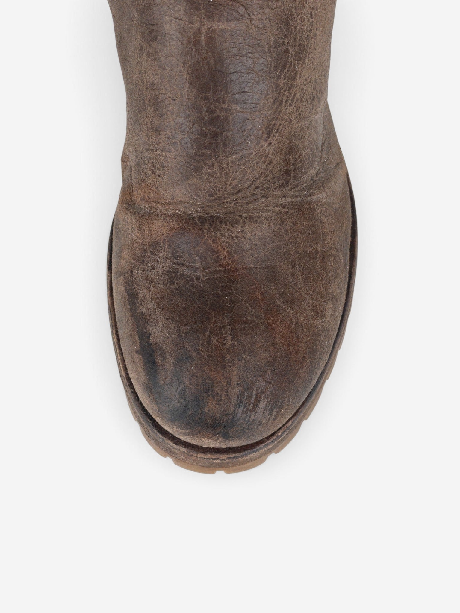 Prada AW11 Knee-High Shearling Paint Biker Moto Boots – detail view