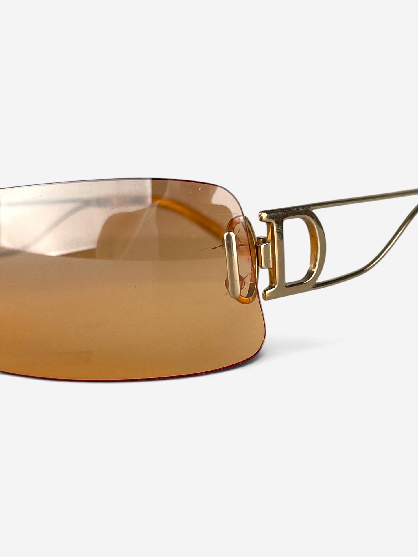 Dior by Galliano 2000s 'Miss Diorella' Wrap Mask Shield Sunglasses – D logo and lens detail