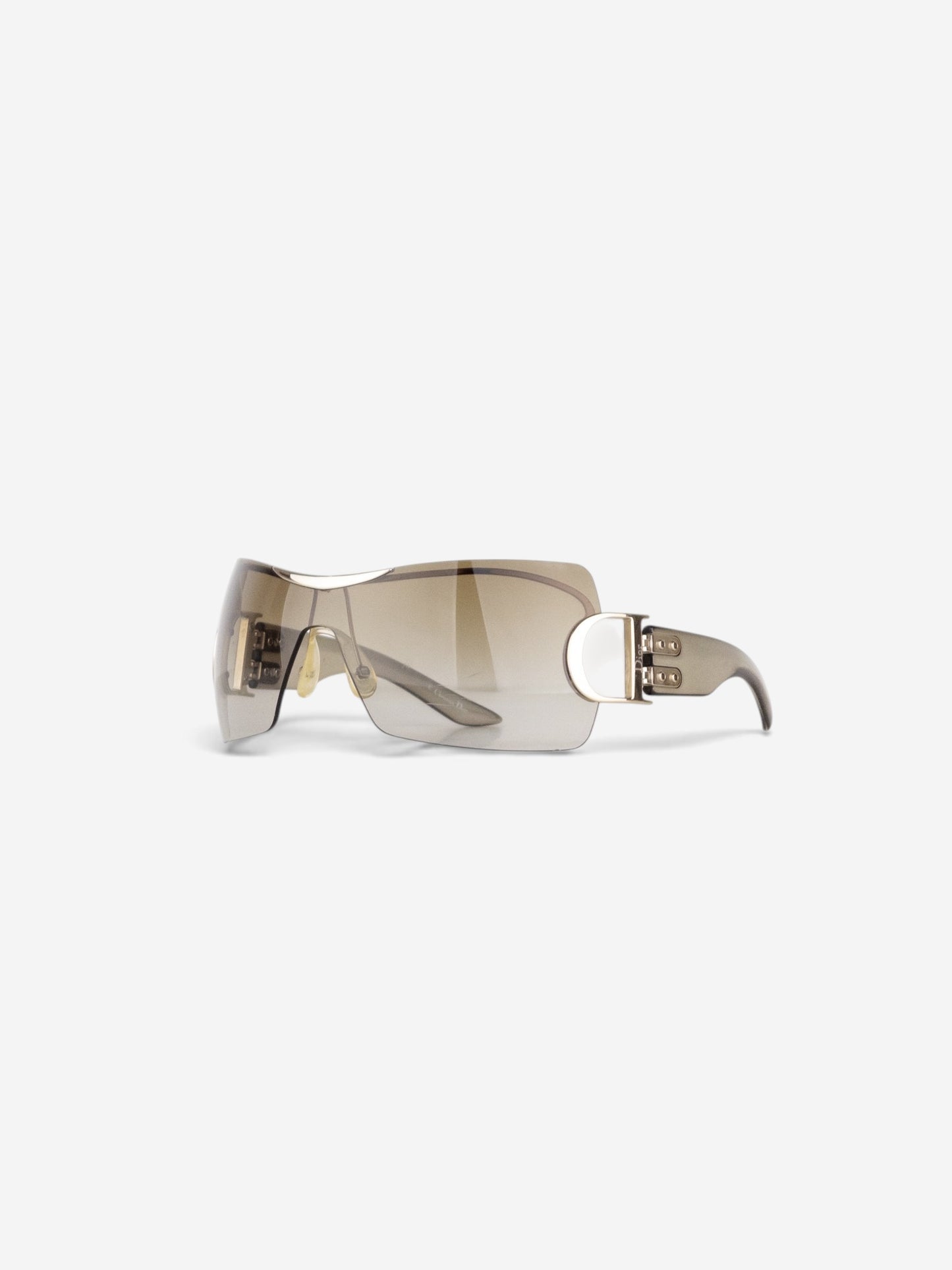 Dior by Galliano 2000s 'Airspeed 1' Wrap Mask Shield Sunglasses – angled view