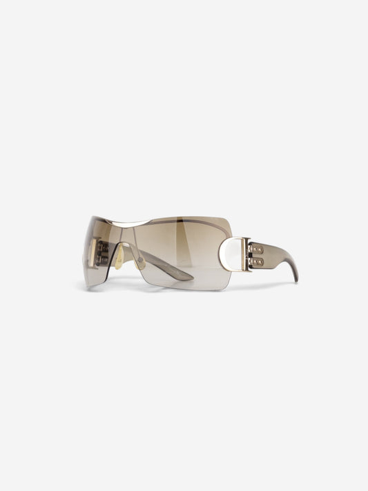 Dior by Galliano 2000s 'Airspeed 1' Wrap Mask Shield Sunglasses – angled view