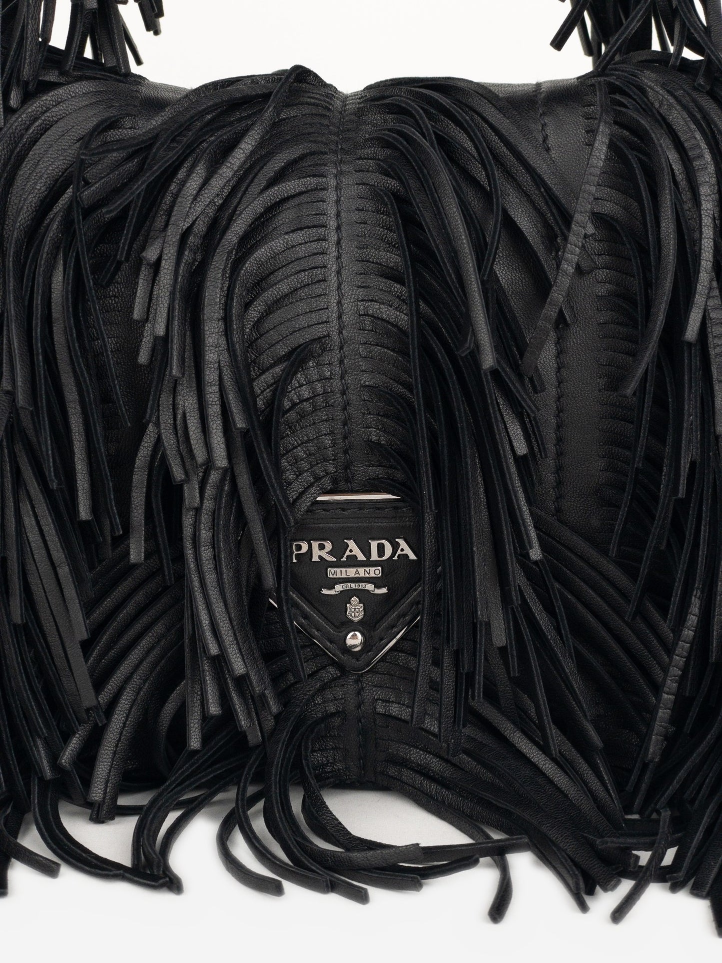 Prada SS07 Two-Tone Leather Fringe Hobo Shoulder Bag