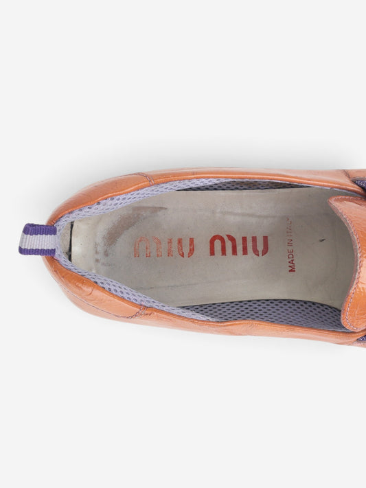 Miu Miu 2000s Square Toe Sports Penny Loafers – detail view