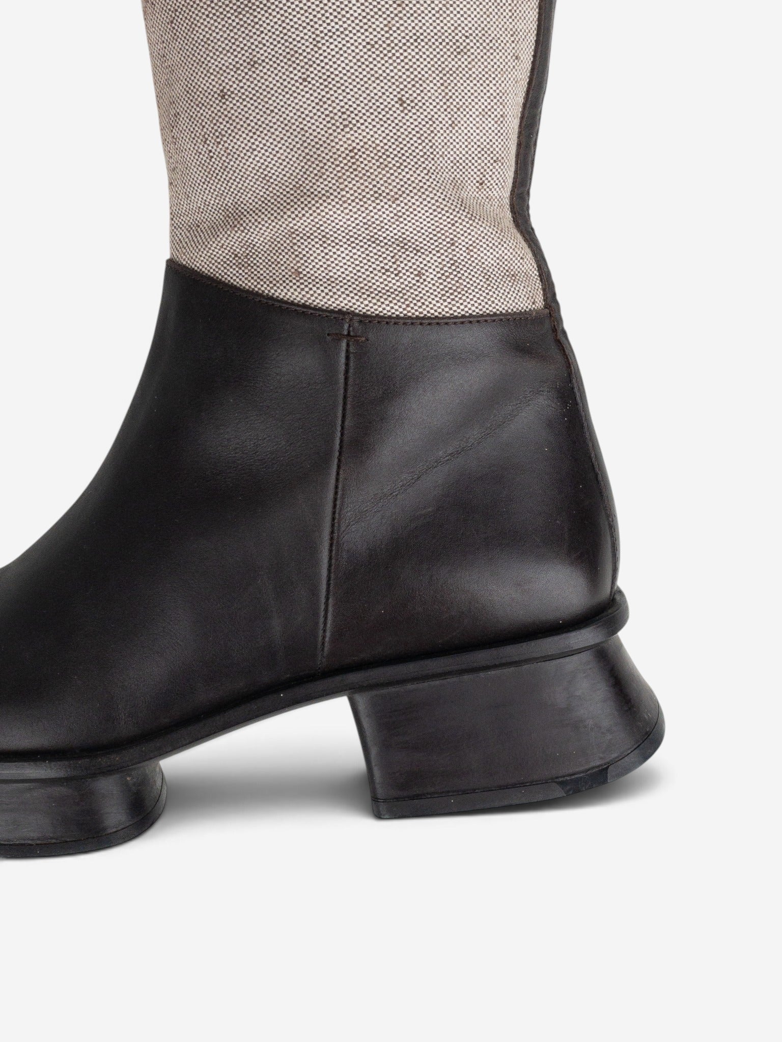 Prada SS99 Knee-High Platform Split Sole Riding Boots – detail view