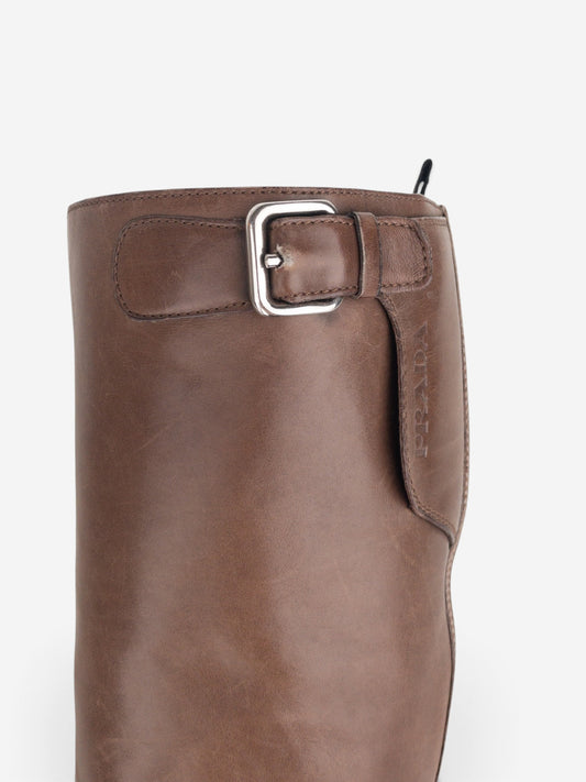 Prada 2000s Knee High Riding Biker Boots – detail view