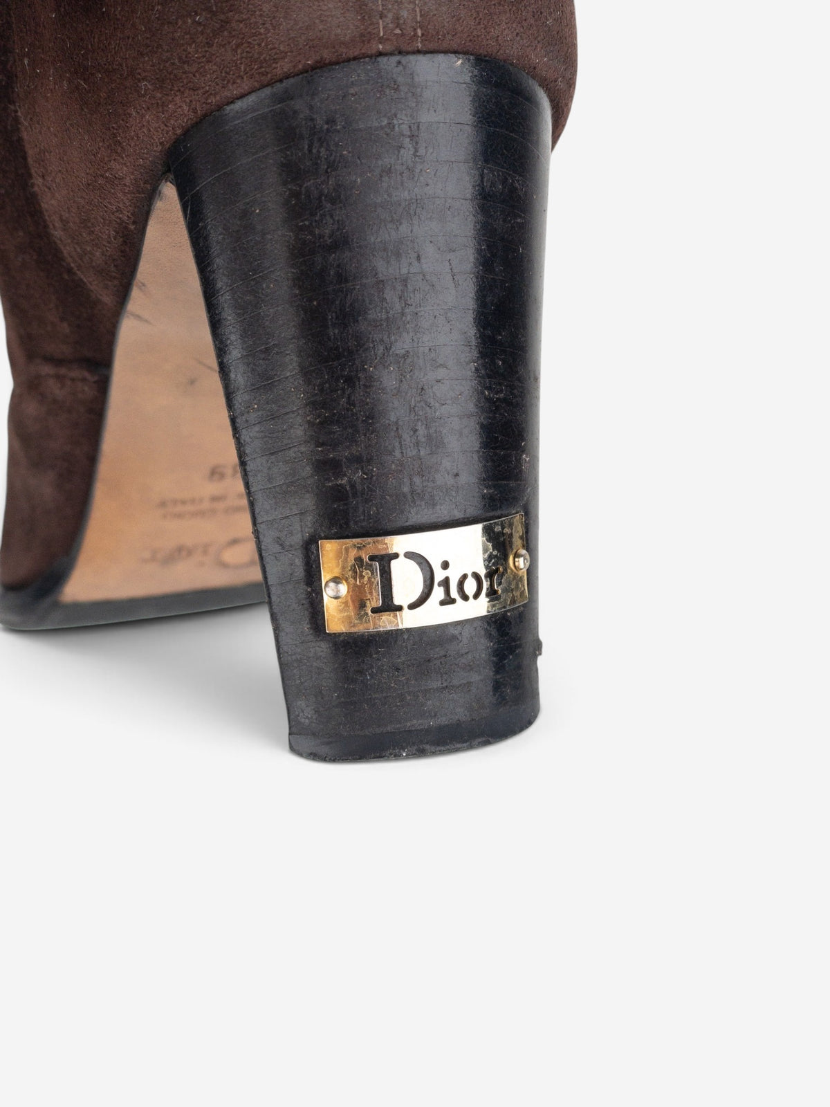 Dior by Galliano 2000s Knee-High Lace-Up Suede Heel Boots – detail view