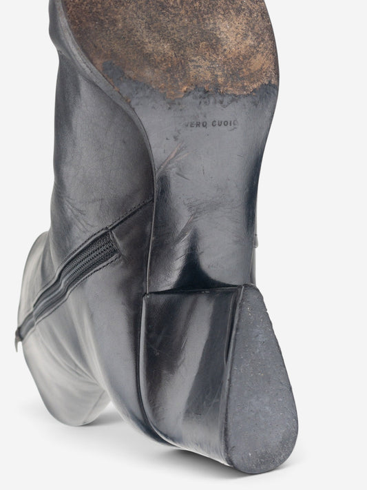 Prada 2000s Mid Calf Square Toe Riding Boots – detail view