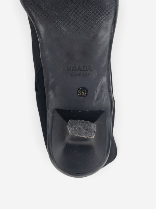 Prada 2000s Knee High Neoprene Kitten Heel Boots – detail view