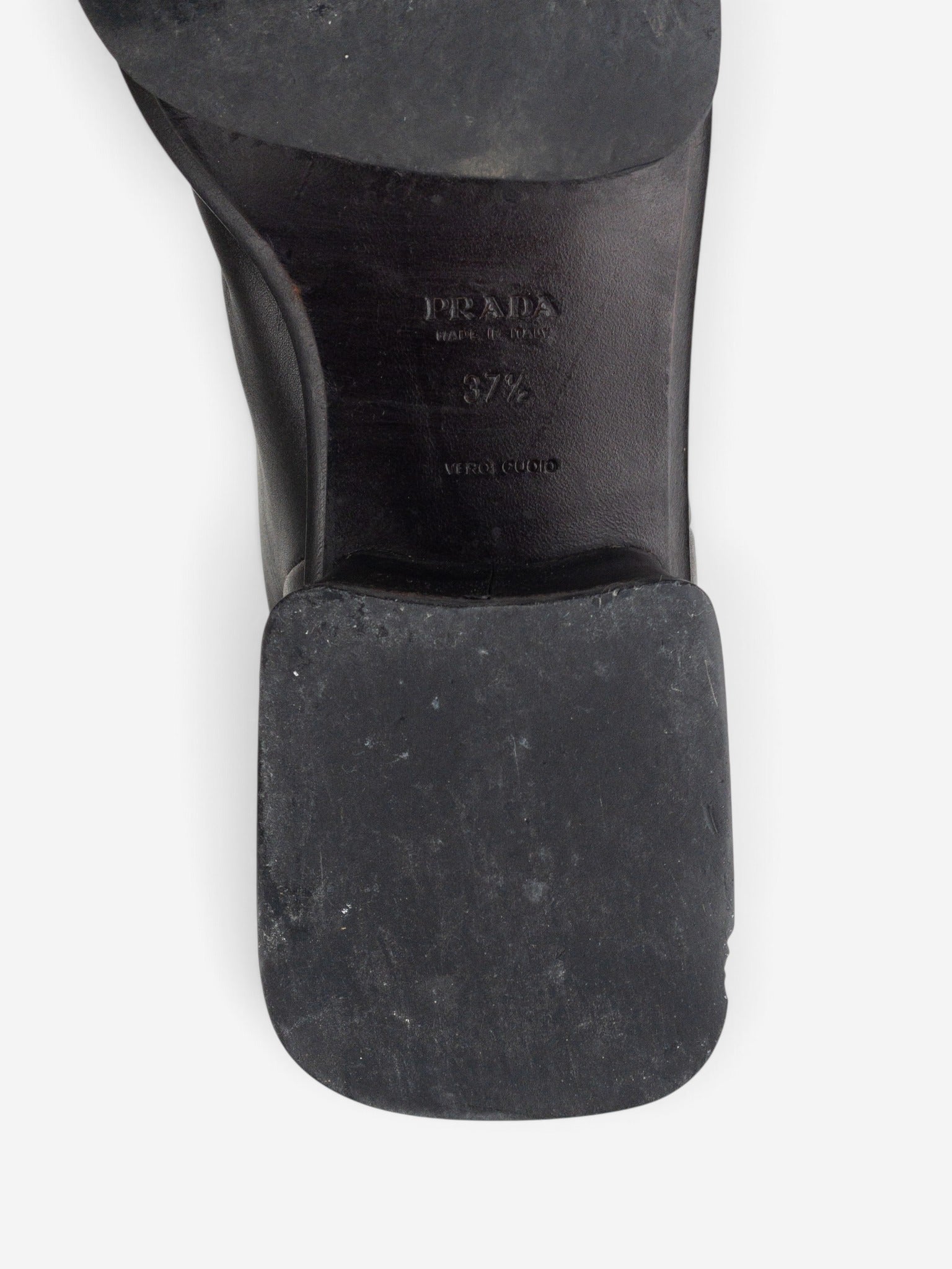 Prada SS99 Knee-High Platform Split Sole Riding Boots – detail view