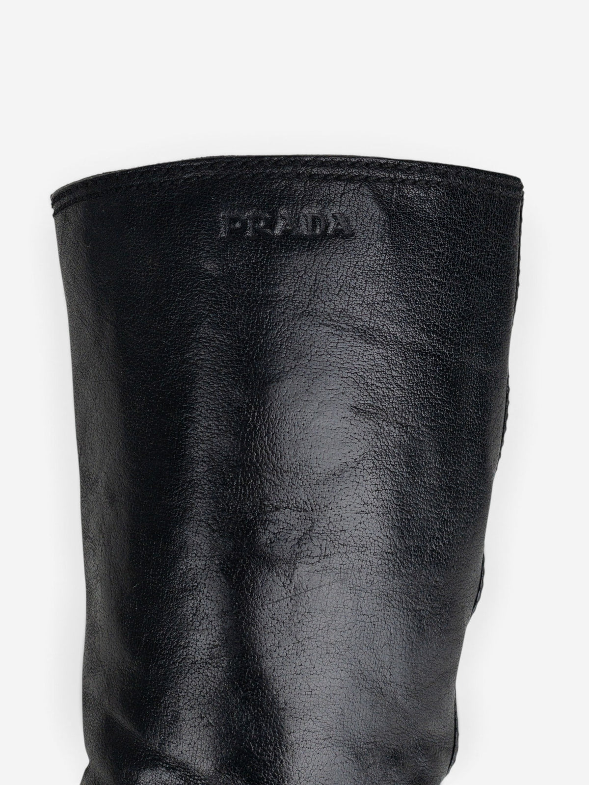 Prada 2000s Knee-High Biker Harness Riding Boots – detail view
