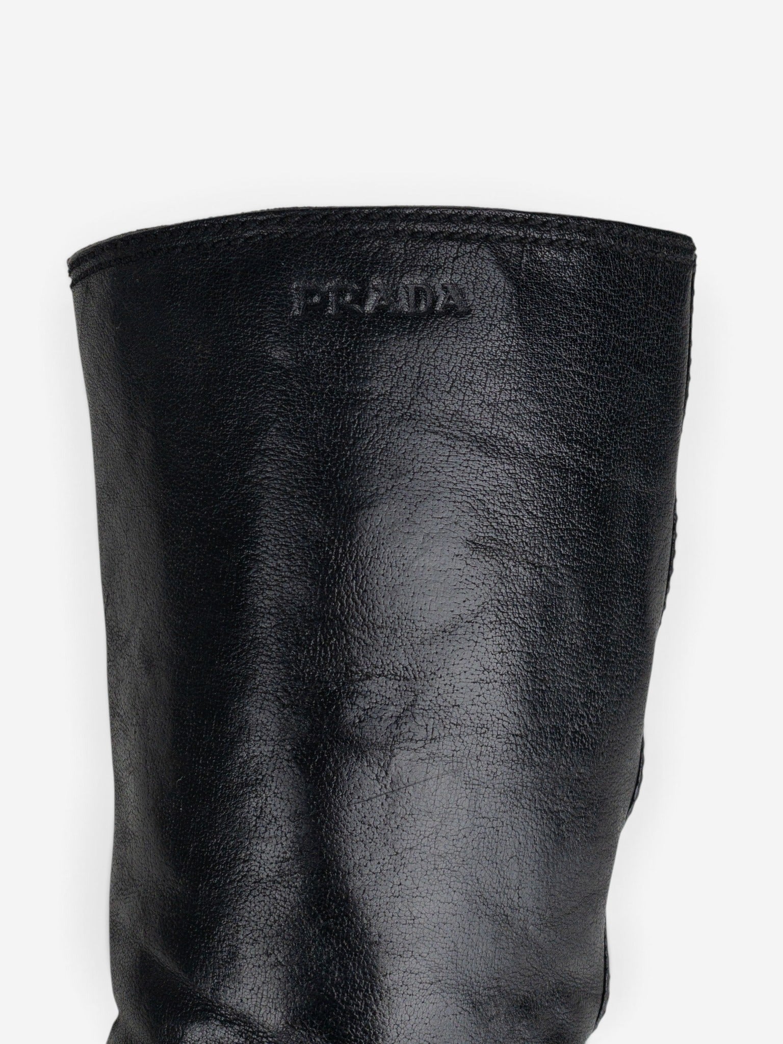 Prada 2000s Knee-High Biker Harness Riding Boots – detail view