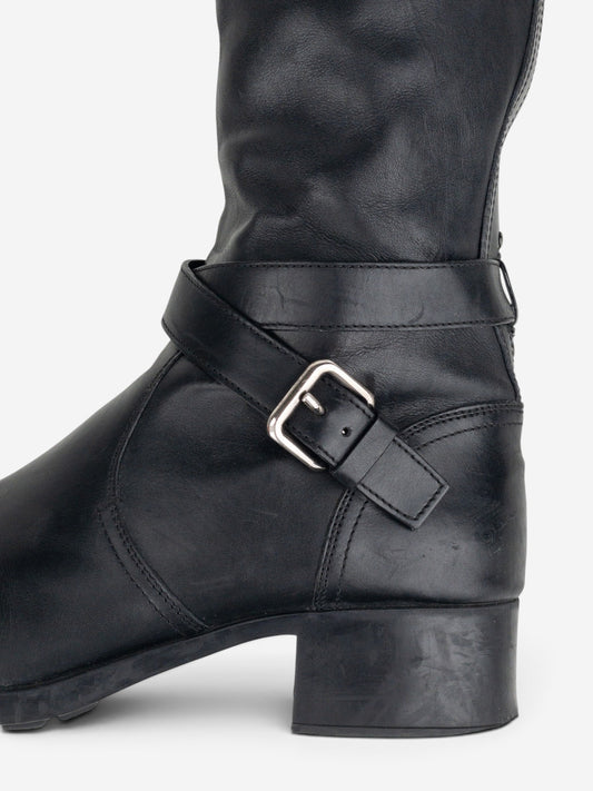 Prada 2000s Knee High Double-Buckle Riding Boots – detail view