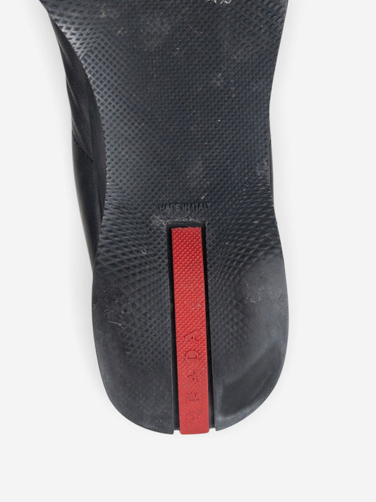 Prada 2000s Knee High Sculptural Platform Wedge Boots – detail view