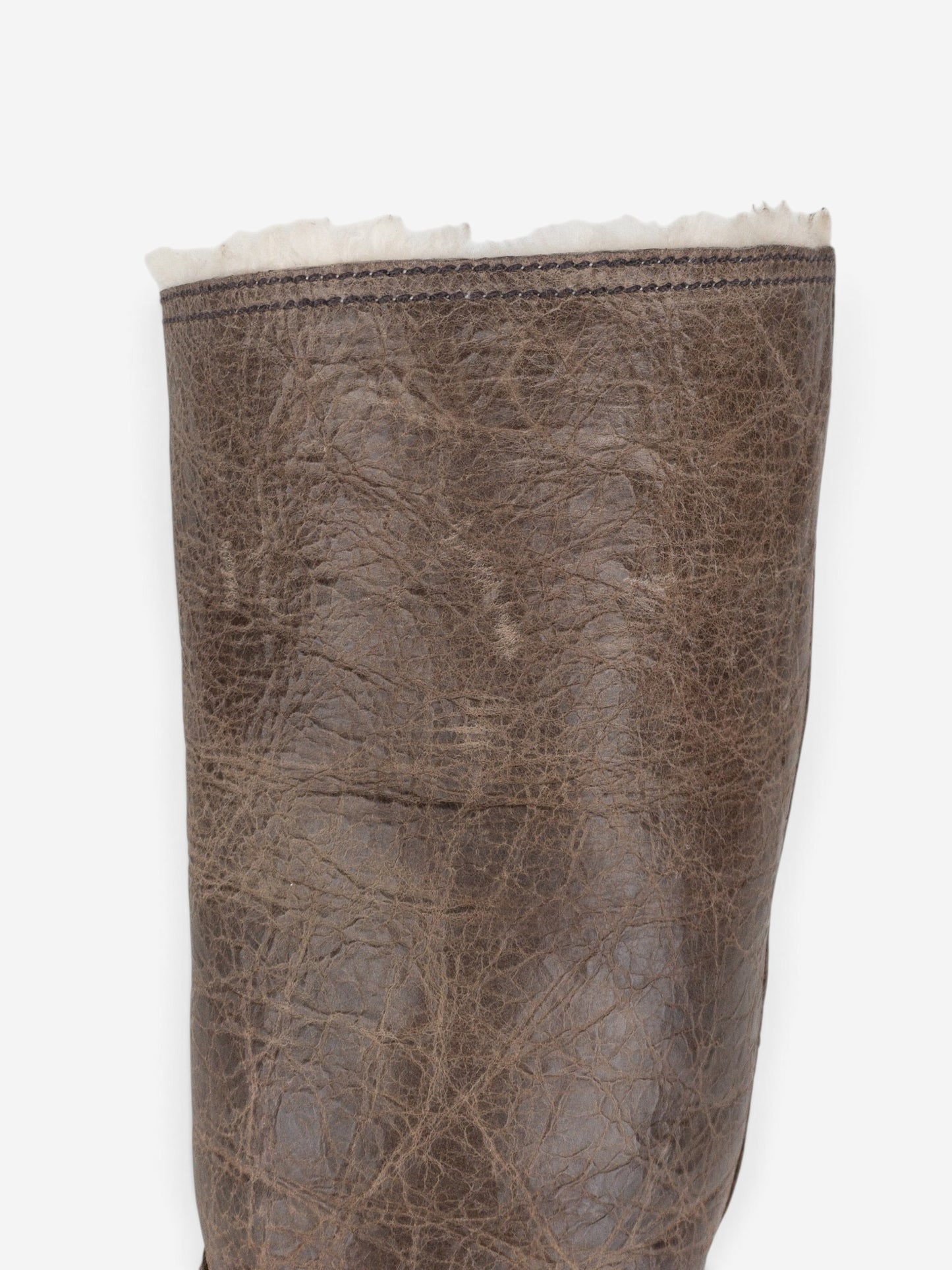 Prada AW11 Knee-High Shearling Paint Biker Moto Boots – detail view