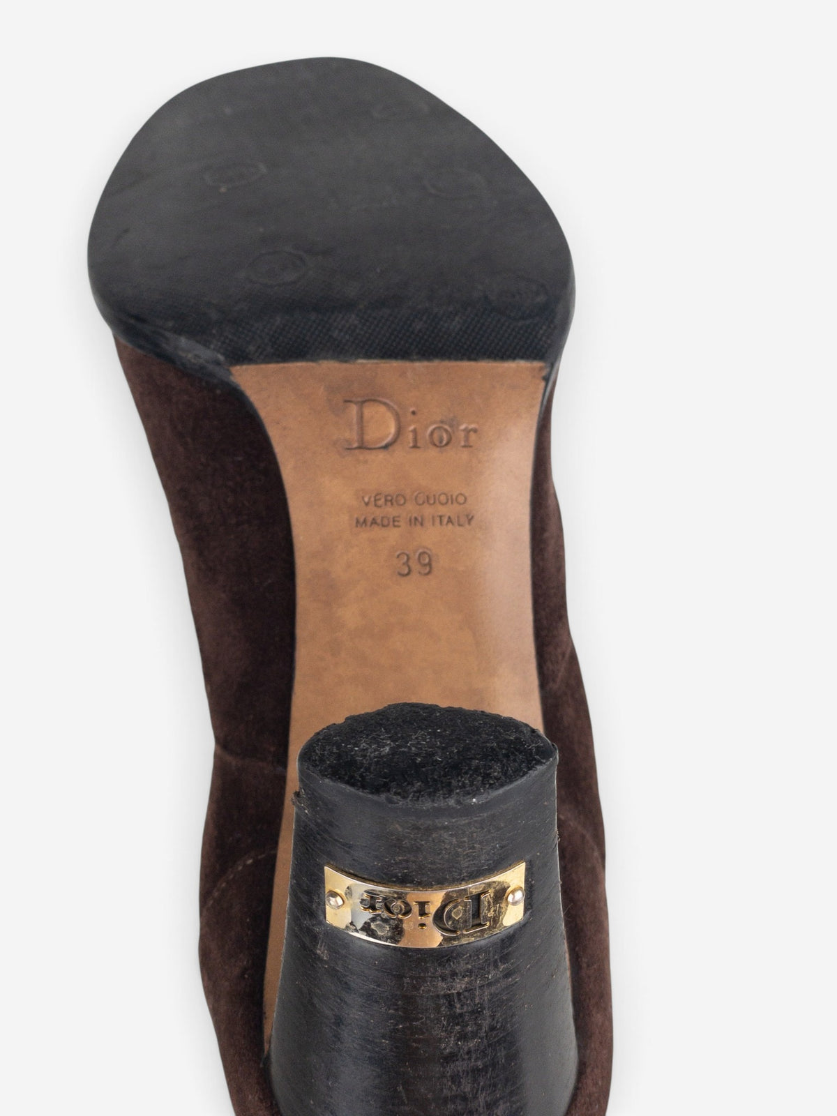 Dior by Galliano 2000s Knee-High Lace-Up Suede Heel Boots – detail view