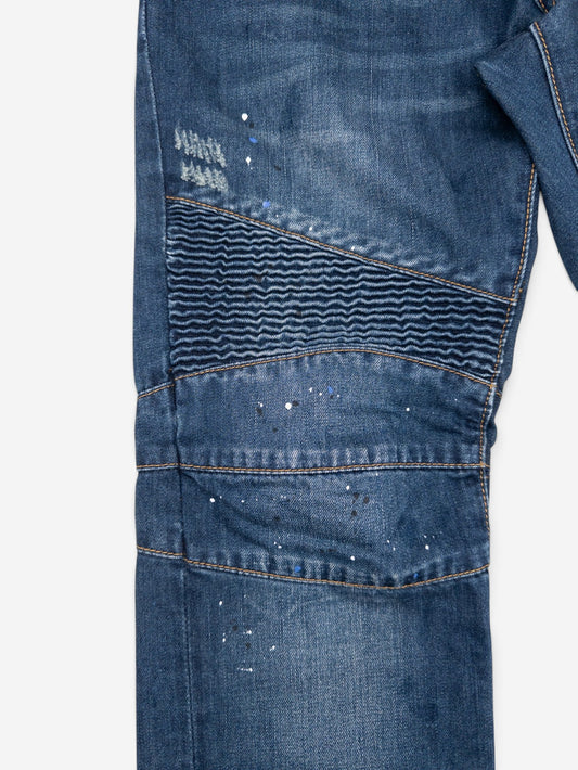 Balmain Dark Wash Biker Denim Jeans – view 2
