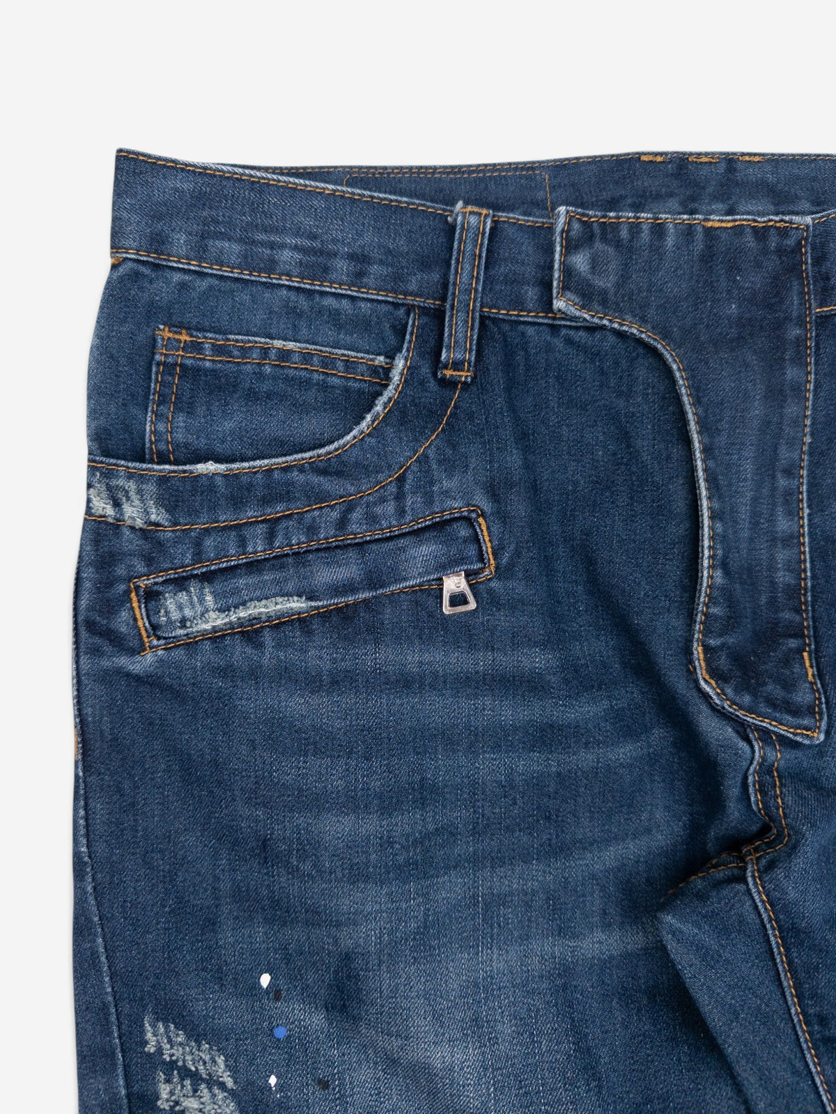 Balmain Dark Wash Biker Denim Jeans – view 3