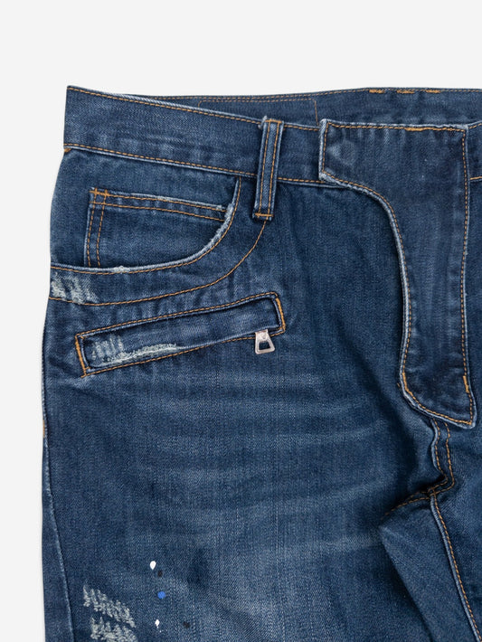 Balmain Dark Wash Biker Denim Jeans – view 3