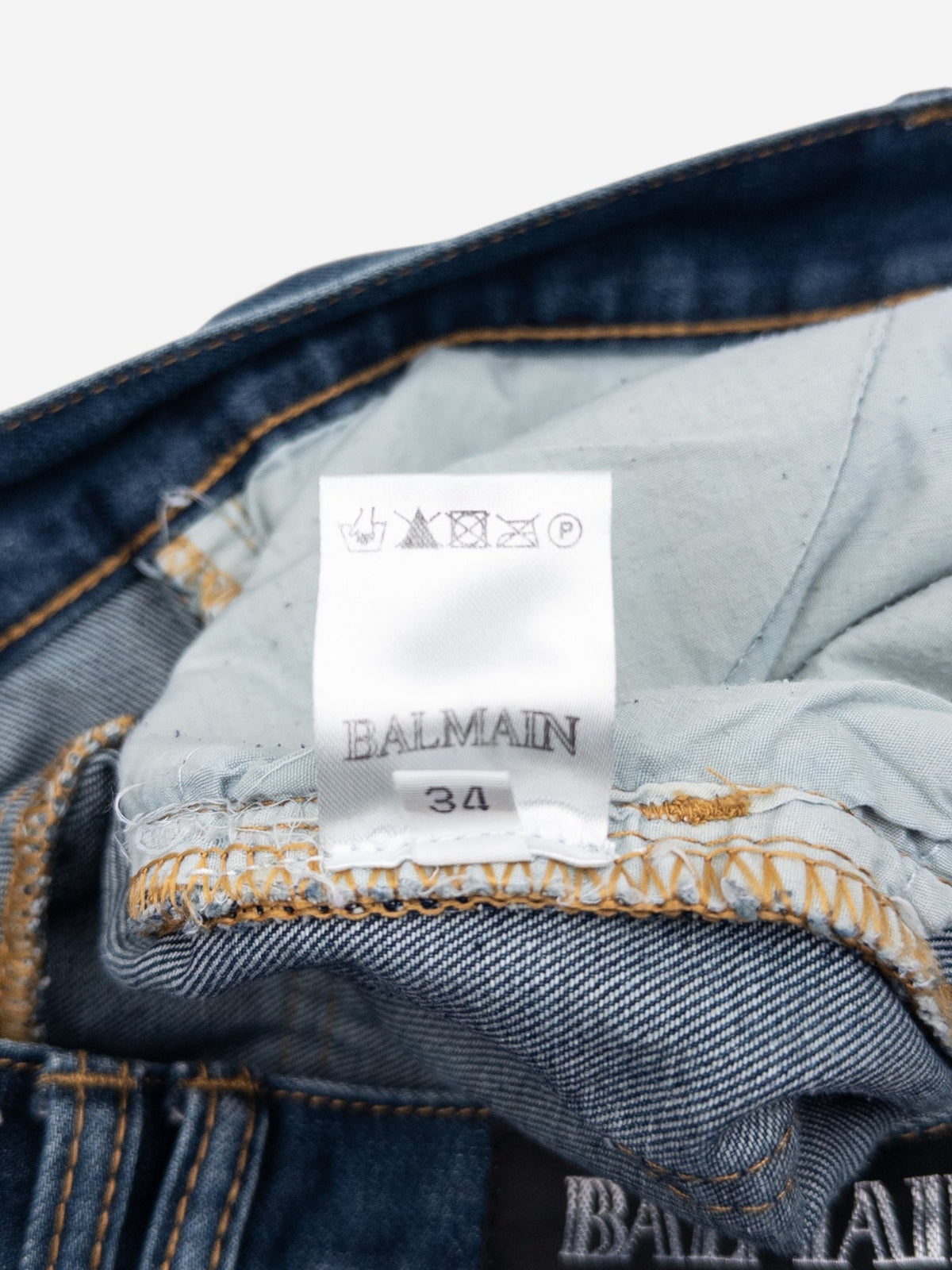 Balmain Dark Wash Biker Denim Jeans – view 4