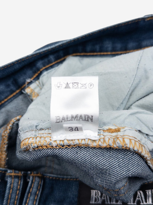 Balmain Dark Wash Biker Denim Jeans – view 4
