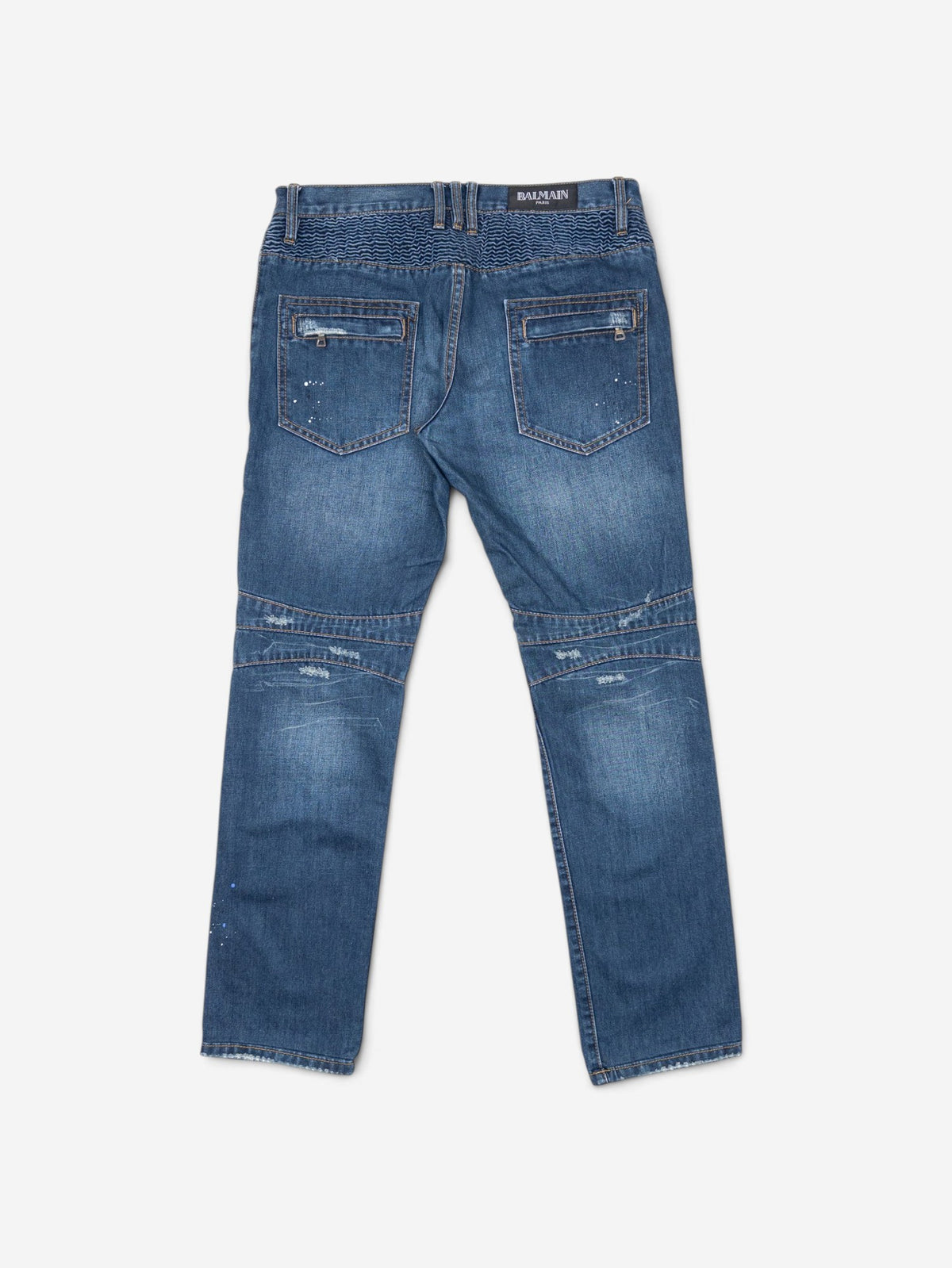 Balmain Dark Wash Biker Denim Jeans – view 5
