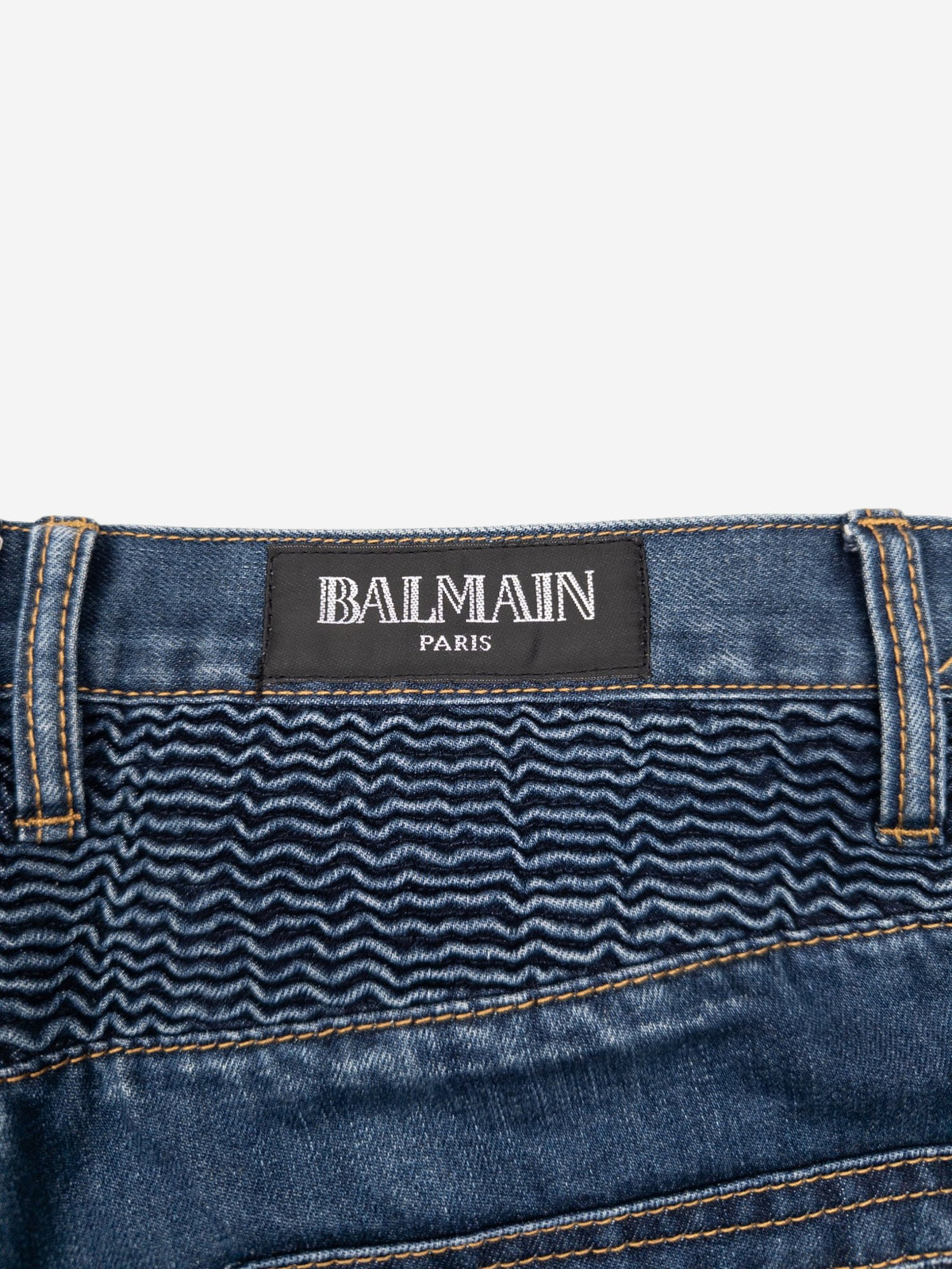 Balmain Dark Wash Biker Denim Jeans – view 6