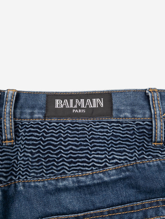Balmain Dark Wash Biker Denim Jeans – view 6