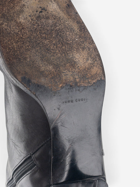 Prada 2000s Mid Calf Square Toe Riding Boots – detail view