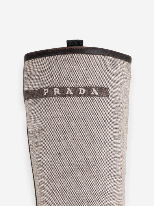 Prada SS99 Knee-High Platform Split Sole Riding Boots – detail view