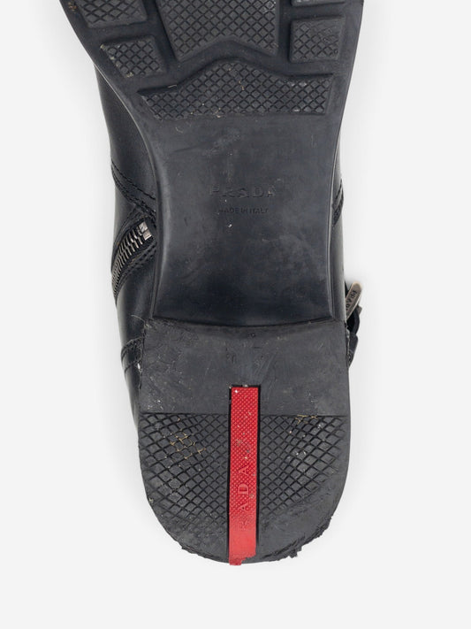 Prada 2000s Knee High Double-Buckle Riding Boots – detail view