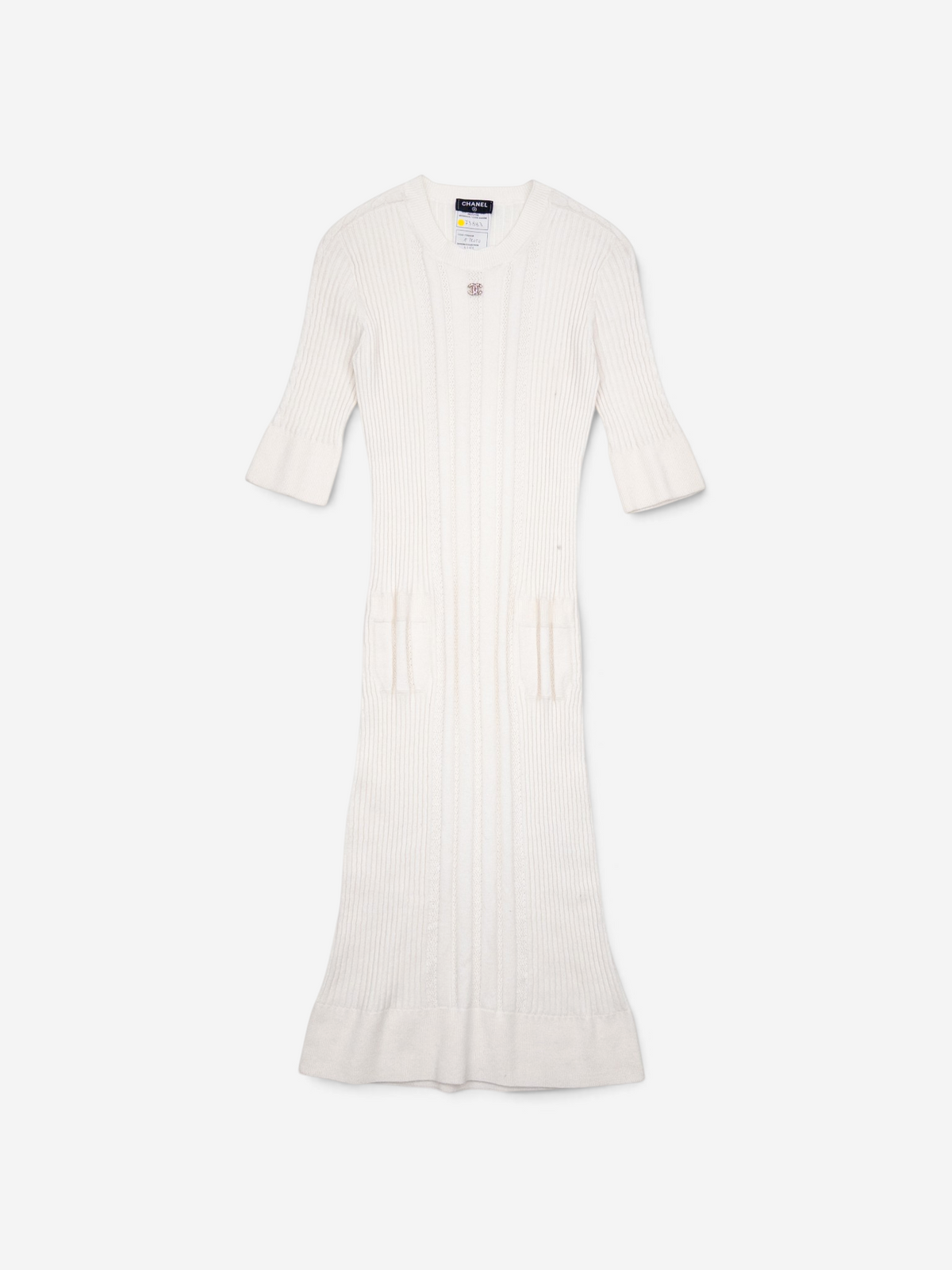 Chanel SS22 Prototype Crystal CC Bodycon Ribbed Knit Mini Dress