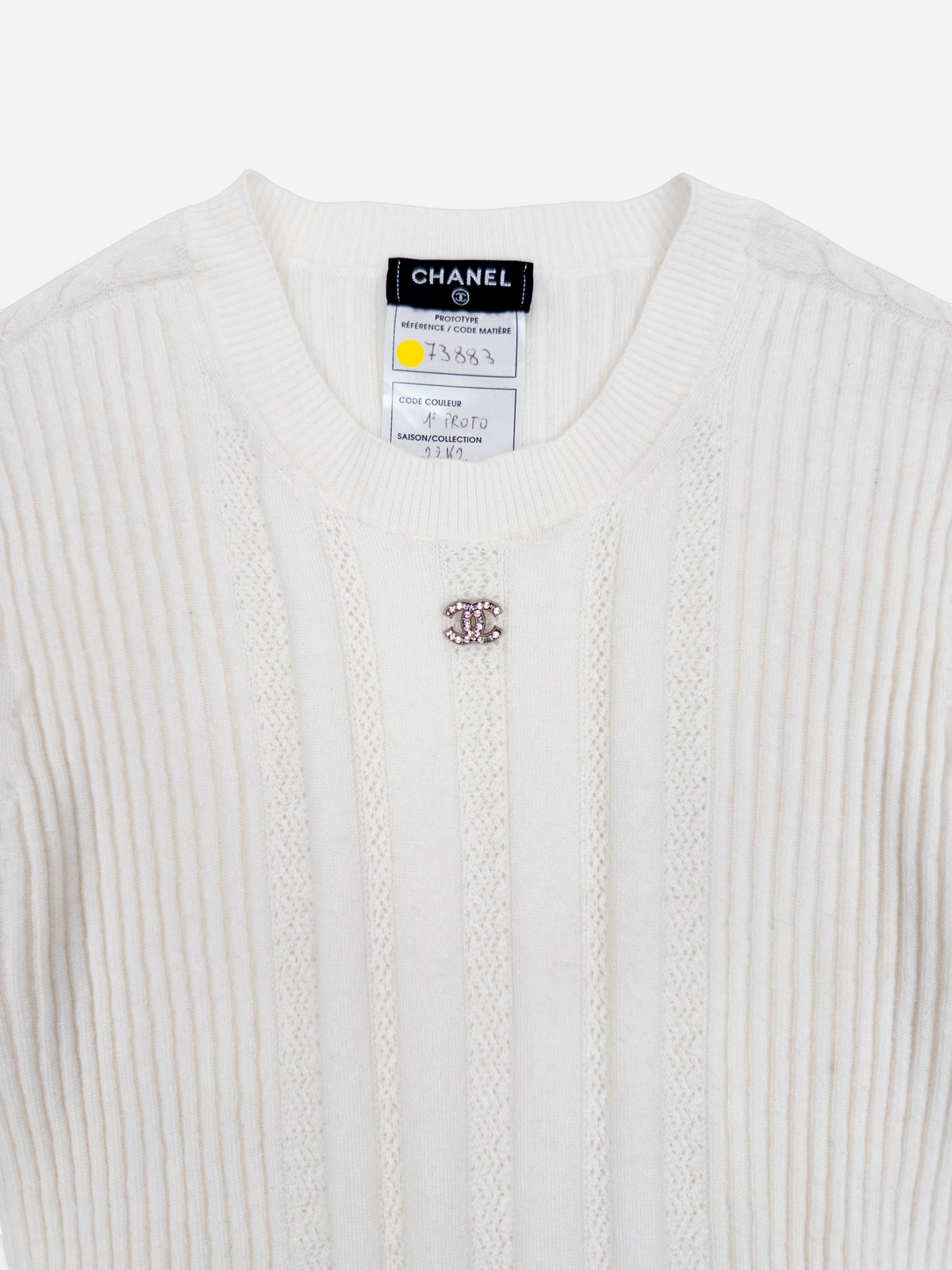 Chanel SS22 Prototype Crystal CC Bodycon Ribbed Knit Mini Dress
